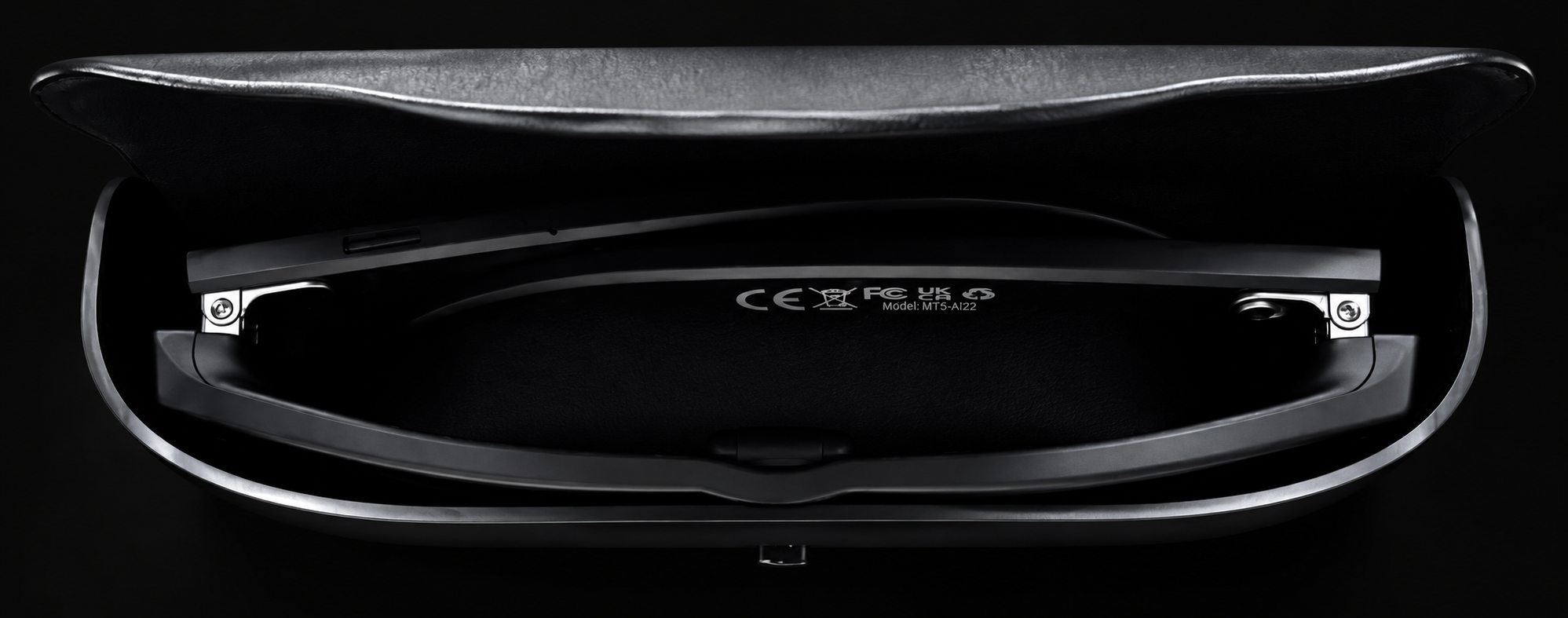 Open ODIN charging case with glasses